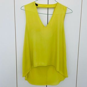 BCBGMaxaria Chartreuse Blouse Small Open-Back Yellow-Green